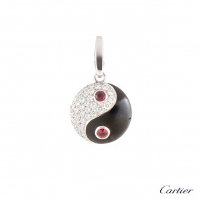 Cartier White Gold Diamond, Ruby and Enamel Yin Yang Charm N3015600